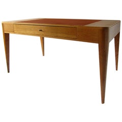 French Modern Oak and Leather Desk, Émile Jacques Ruhlmann