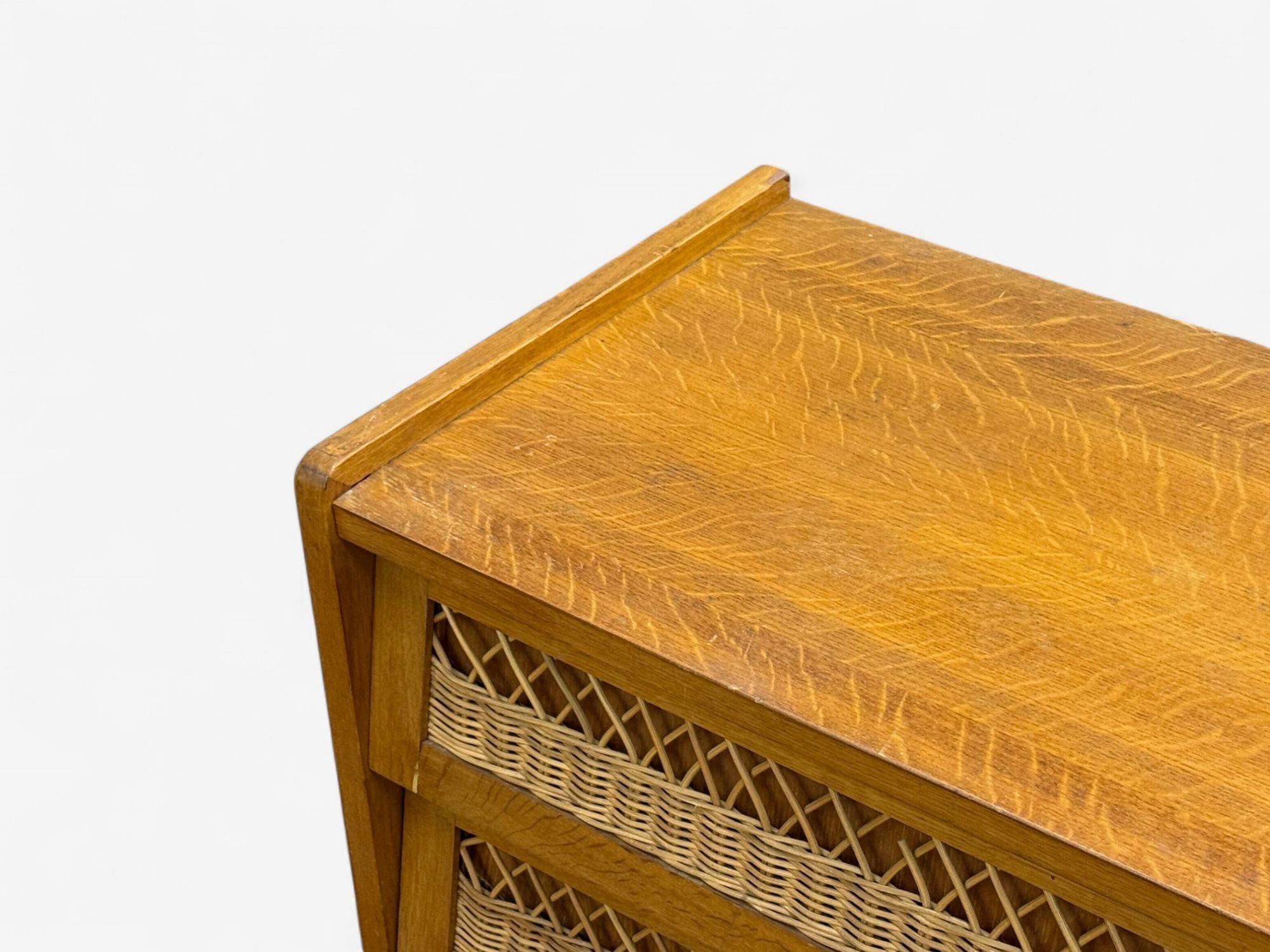 Cassettiera moderna francese, Oak, Rattan, Francia, anni '60 in vendita 1