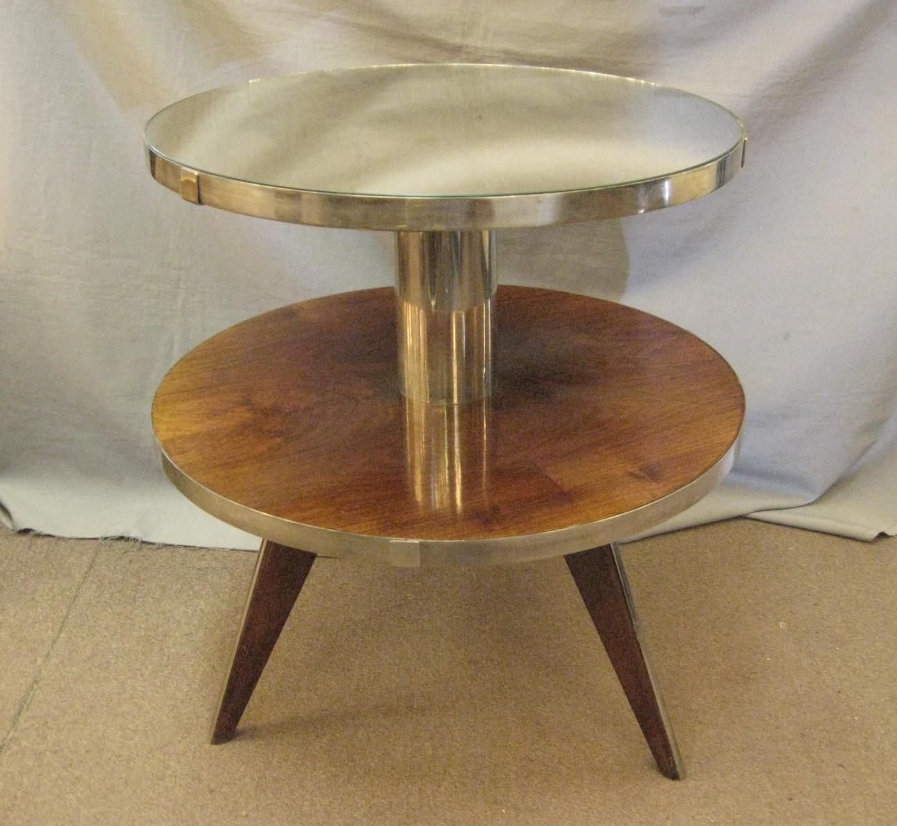 French Art Deco Occasional Table in Wood, Mirror, Nickel -Maurice Triboy For Sale 10