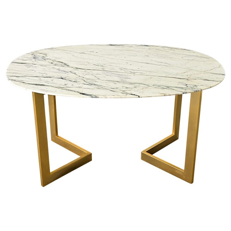 French Modern Oval Marble Dining Table For Sale at 1stDibs