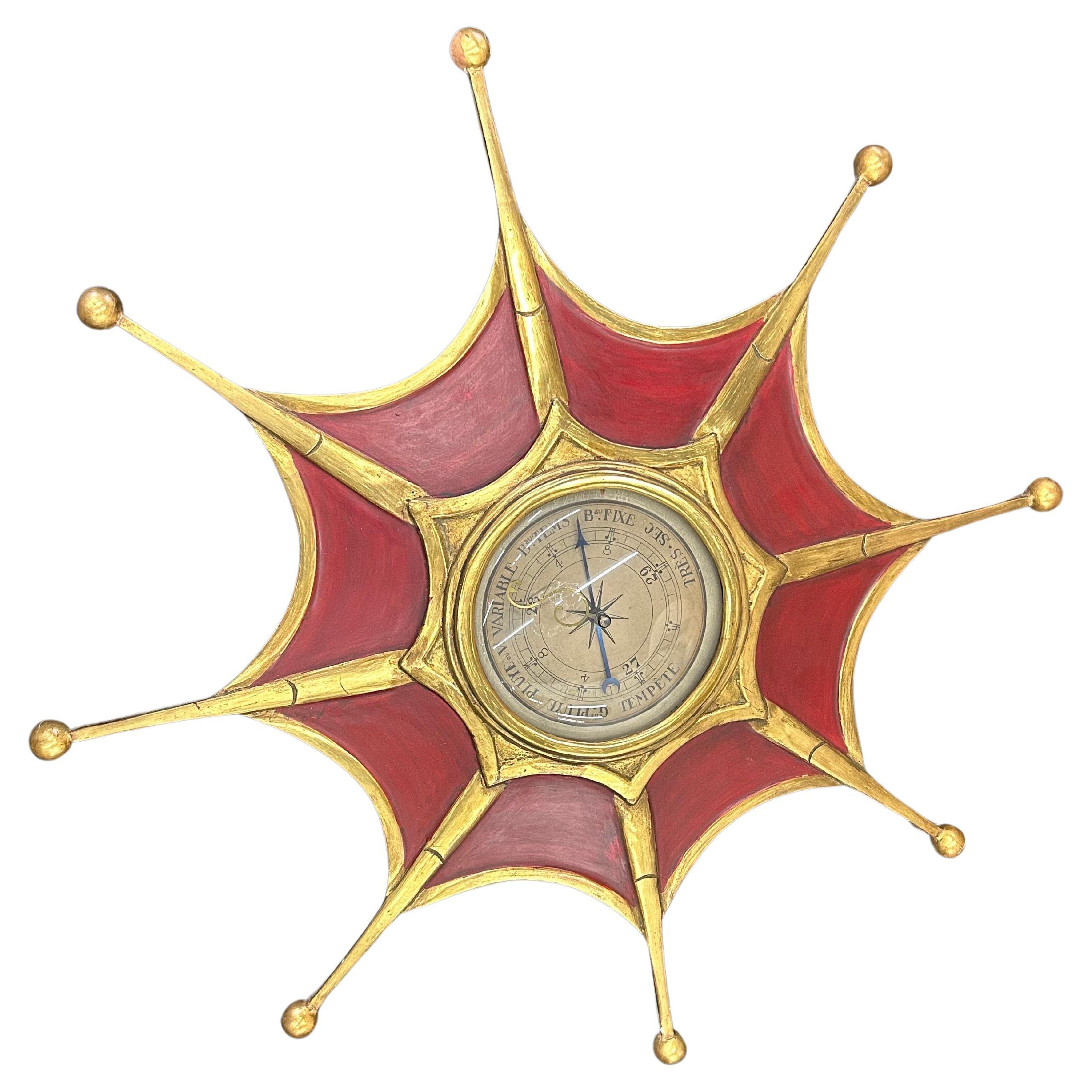 Baromètre Sunburst moderne français peint et doré en vente 2