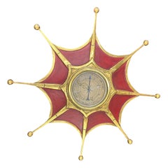 Baromètre Sunburst moderne français peint et doré
