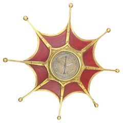 French Modern Painted And Giltwood Sunburst Barometer