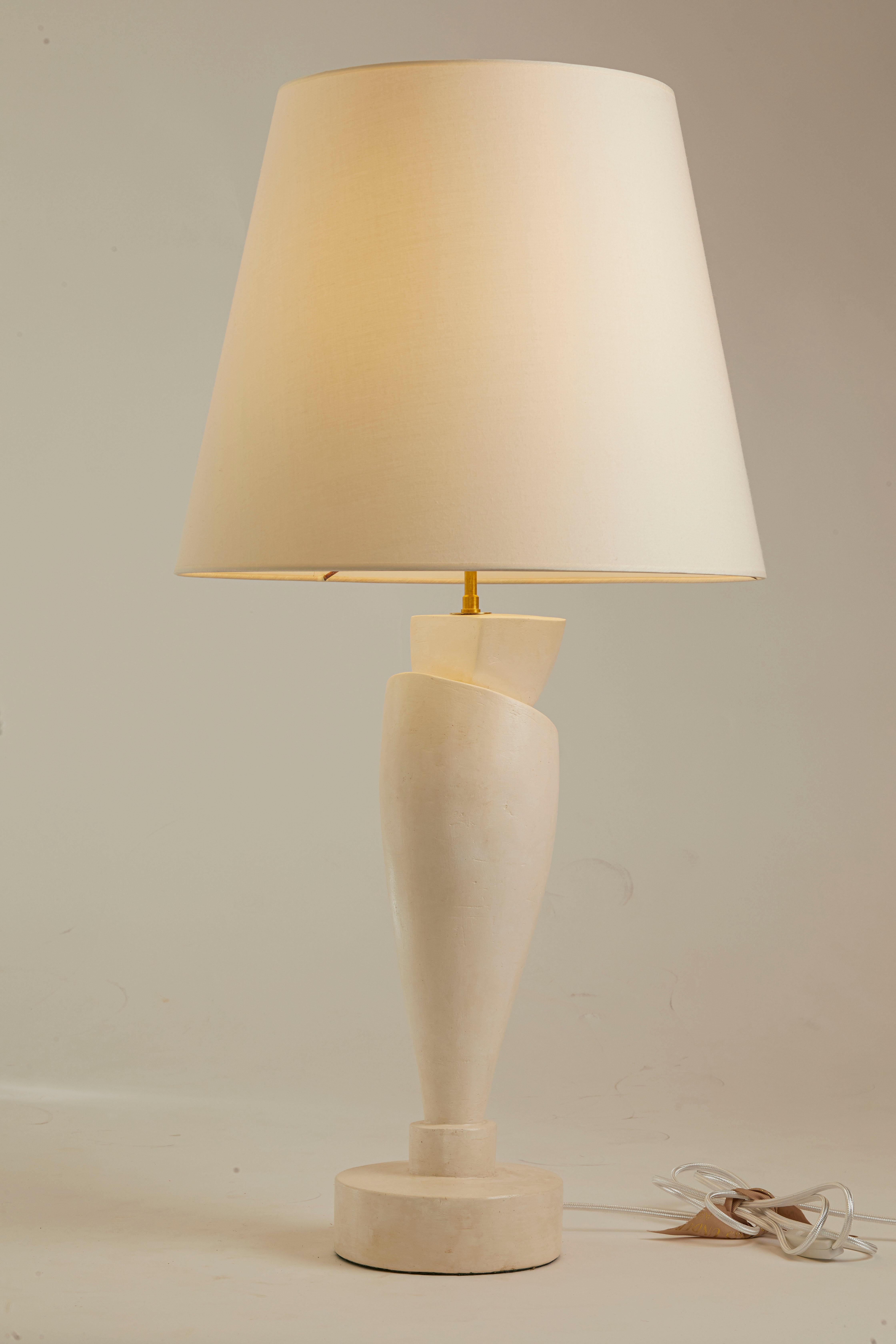 French Modern Pair Plaster Table Lamps 1