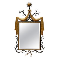 French Modern Parcel-Gilt Wrought Iron Mirror, Style of Gilbert Poillerat