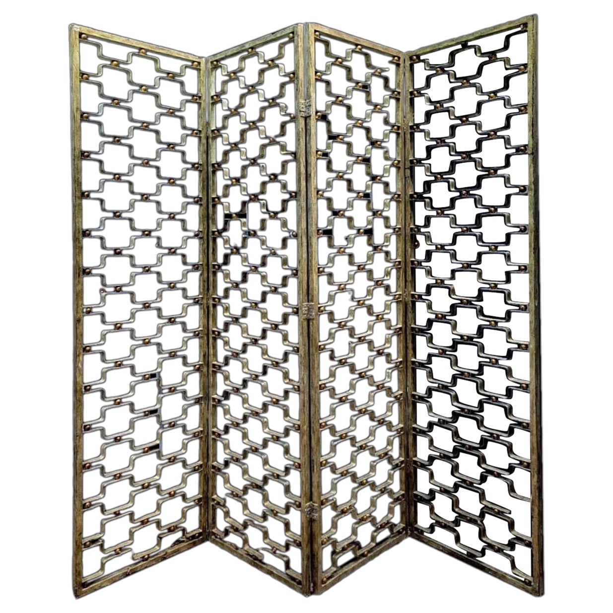French Modern Poillerat Style Wrought Iron Room Divider Screen For Sale 2