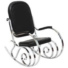 French Modern Polished Nickel Rocking Chair, Maison Jansen
