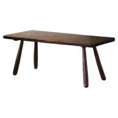 Table de bureau / salle à manger rectangulaire en chêne massif, fabriquée à la main, années 1950