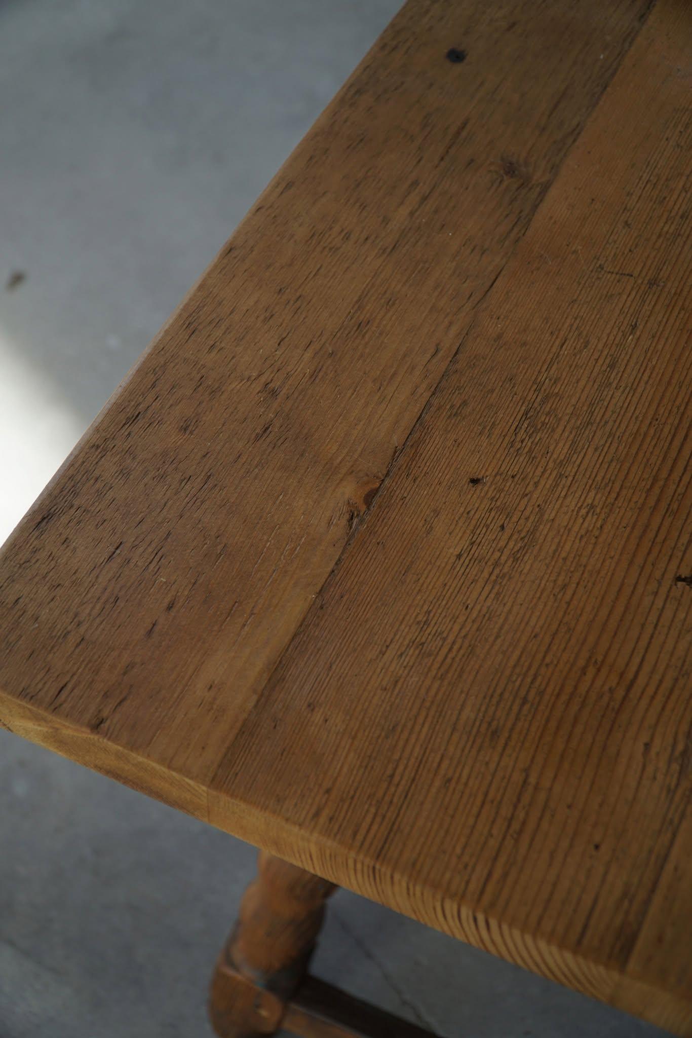 Escritorio / Mesa de Comedor Rectangular Moderna Francesa de Pino Macizo, Hecha a Mano, 1900 en venta 2