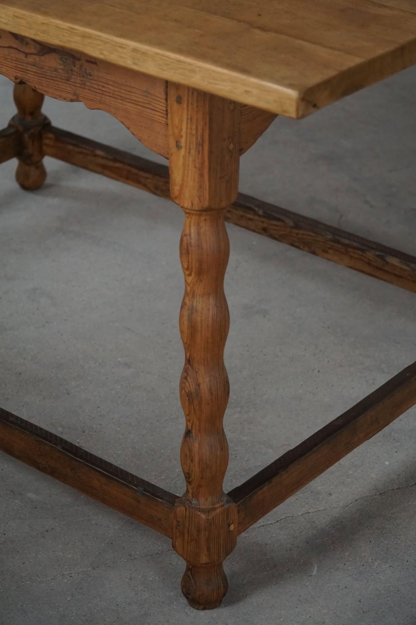 Escritorio / Mesa de Comedor Rectangular Moderna Francesa de Pino Macizo, Hecha a Mano, 1900 en venta 5