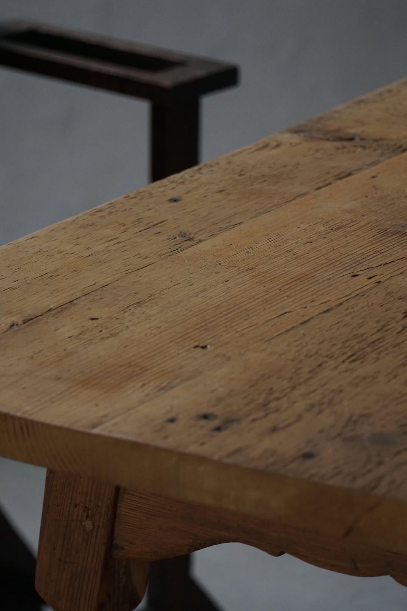 Escritorio / Mesa de Comedor Rectangular Moderna Francesa de Pino Macizo, Hecha a Mano, 1900 en venta 7