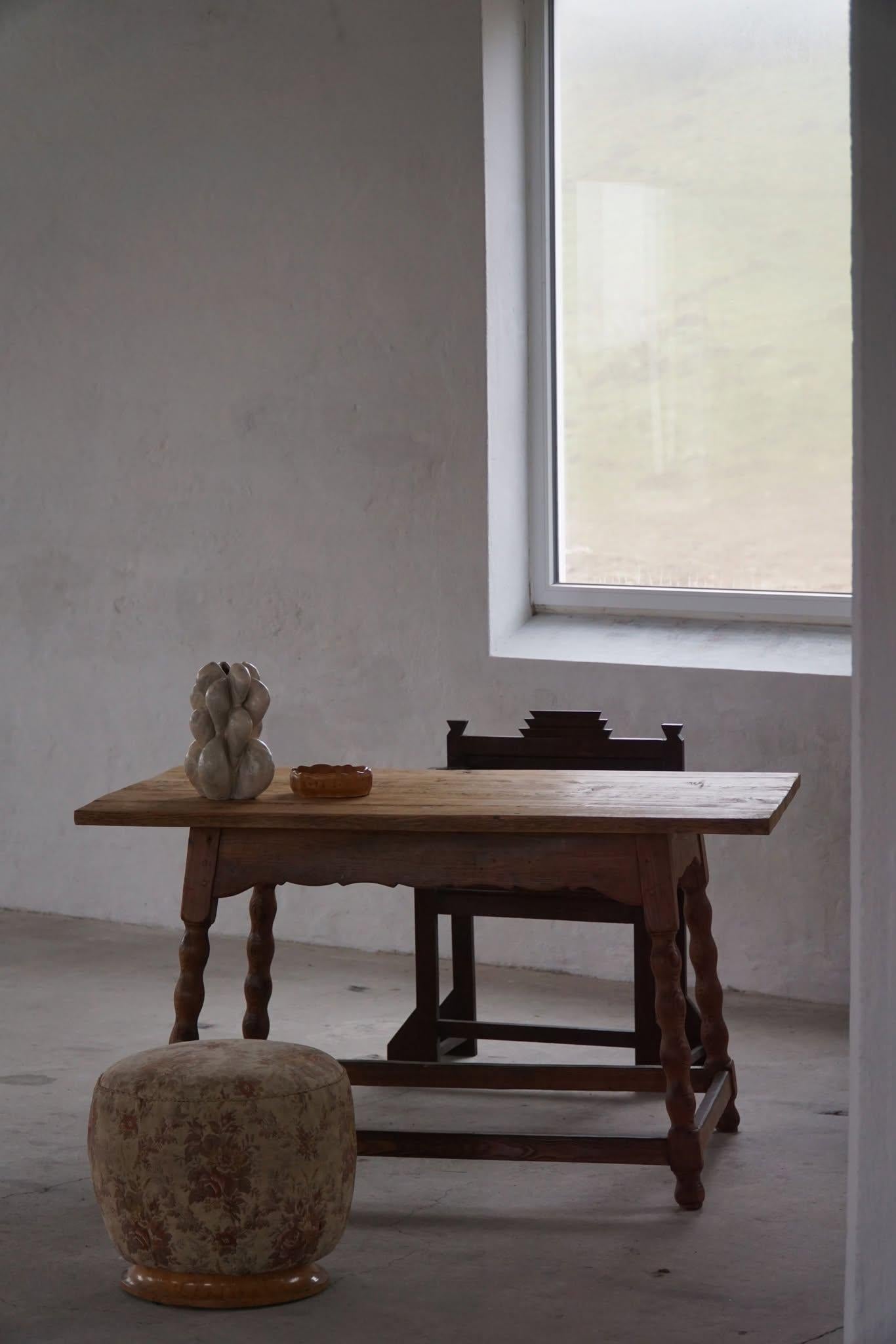 Escritorio / Mesa de Comedor Rectangular Moderna Francesa de Pino Macizo, Hecha a Mano, 1900 en venta 9
