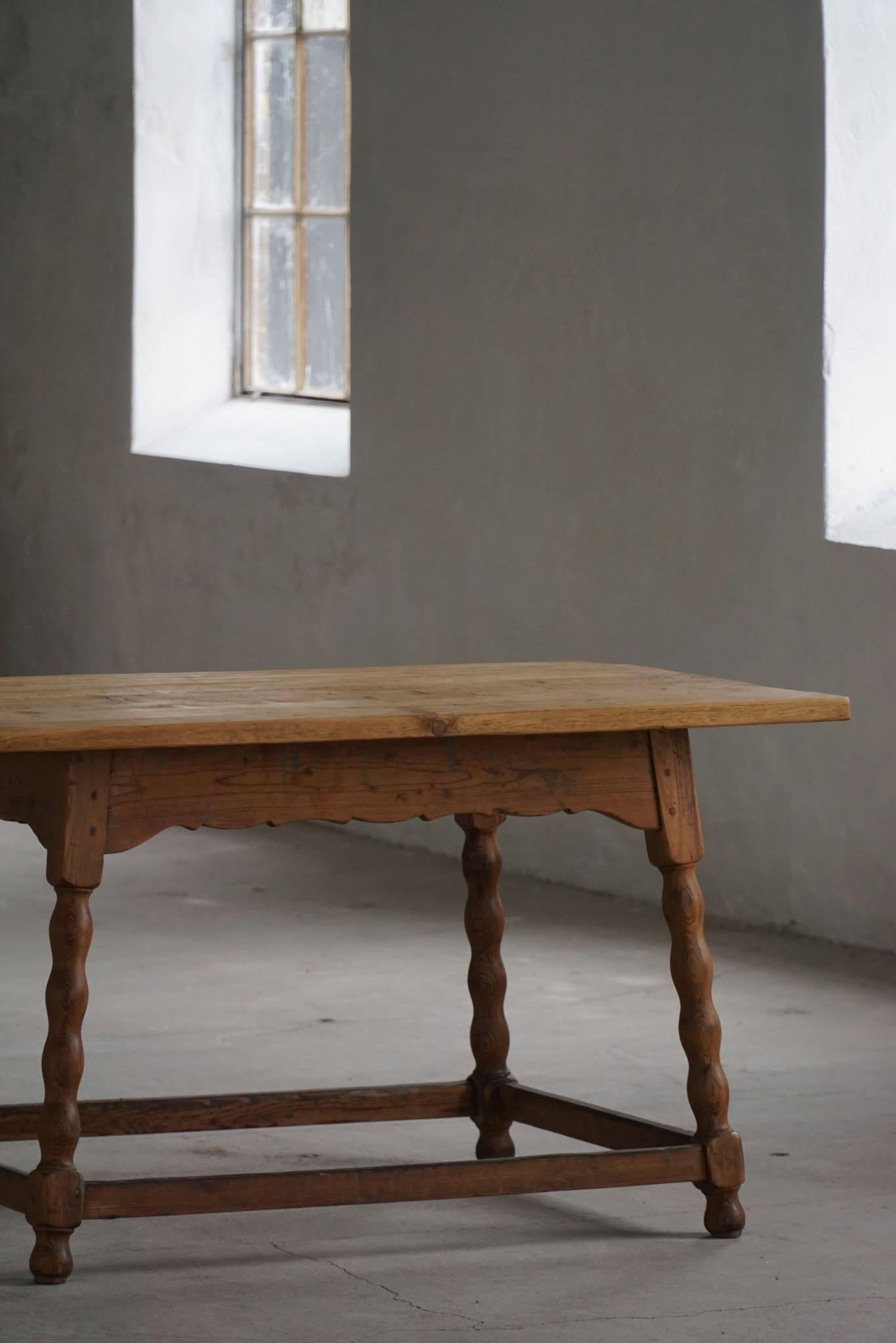 Escritorio / Mesa de Comedor Rectangular Moderna Francesa de Pino Macizo, Hecha a Mano, 1900 en venta 10