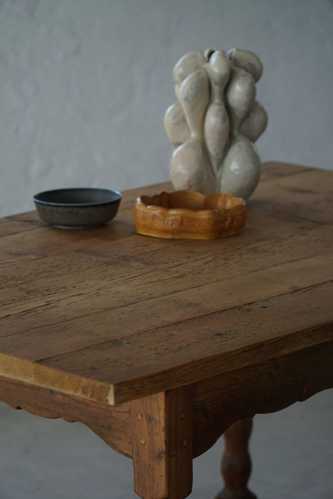 Escritorio / Mesa de Comedor Rectangular Moderna Francesa de Pino Macizo, Hecha a Mano, 1900 Hierro en venta