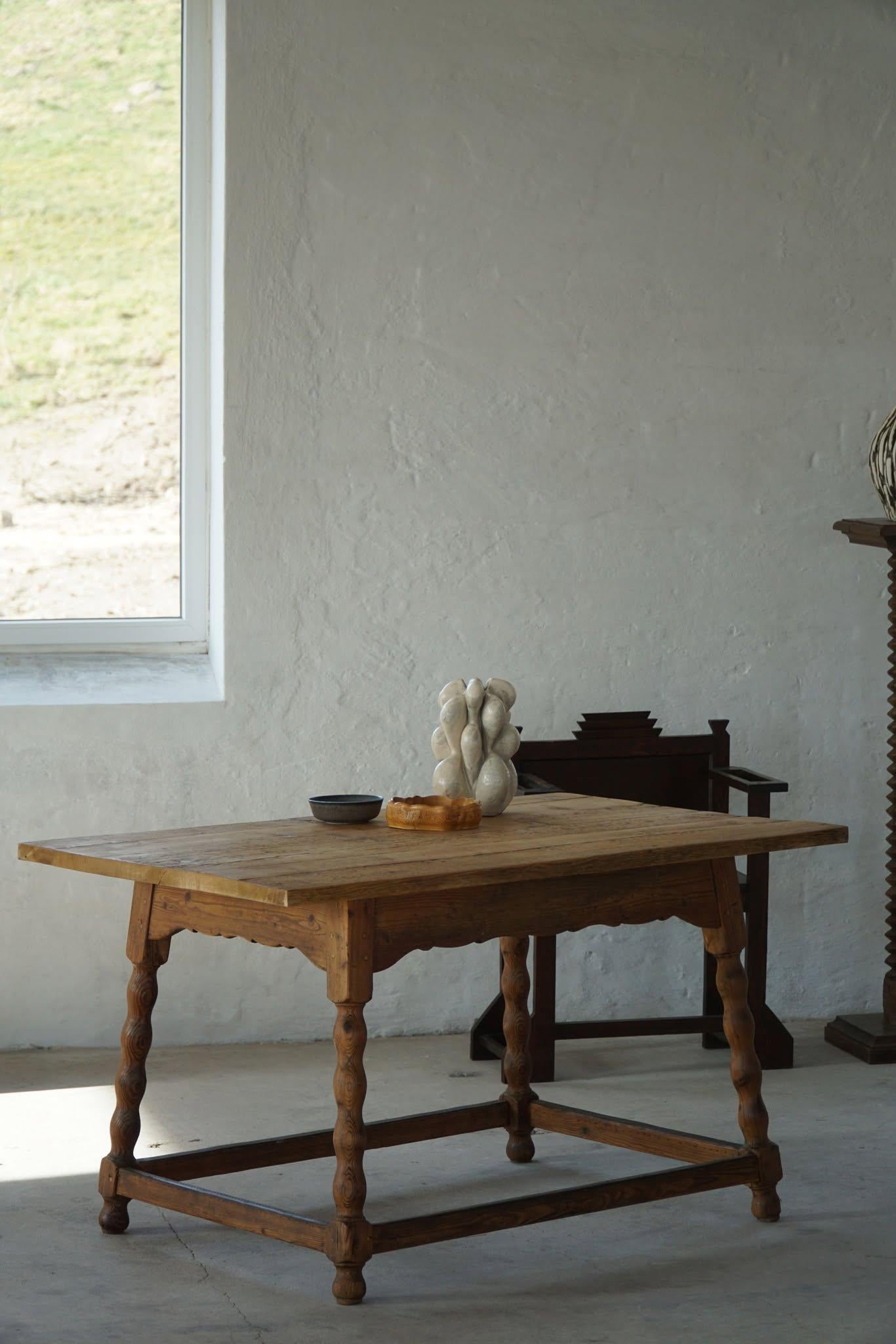 Escritorio / Mesa de Comedor Rectangular Moderna Francesa de Pino Macizo, Hecha a Mano, 1900 en venta 1