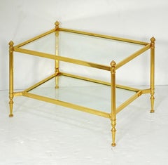 French Modern Rectangular Low Tables of Brass and Glass - Two Available