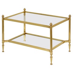 Tables basses rectangulaires modernes françaises en laiton et verre - Deux disponibles