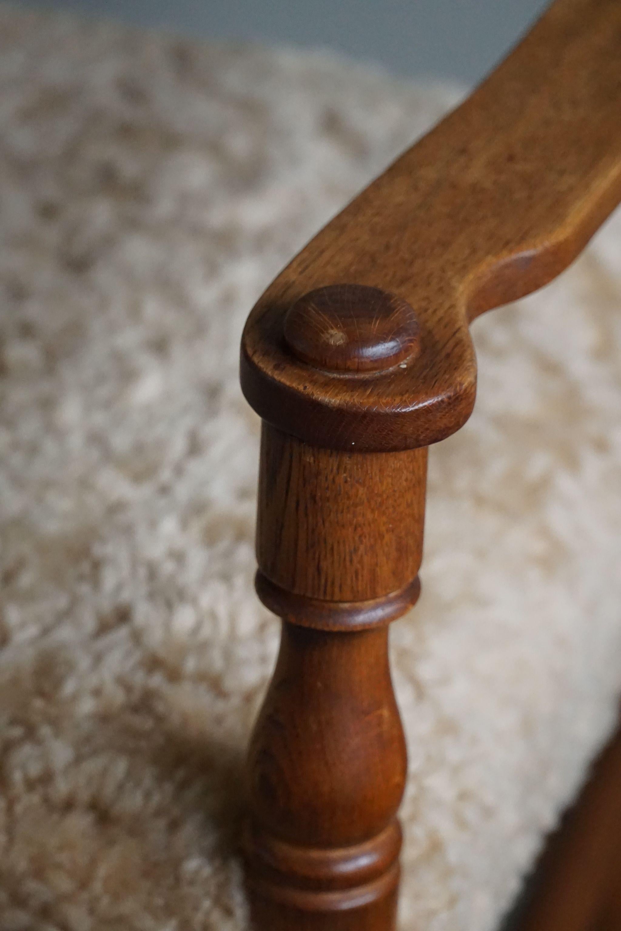 French Modern, Rocking Chair, Oak & Lambswool, Charles Dudouyt Style, 1950s For Sale 3