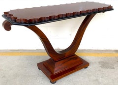 French Modern Rosewood Scalloped Console Table