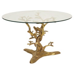 French Modern Round Low Cocktail or Coffee Table in Art Nouveau Style