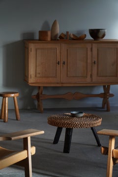 French Modern, Round Vintage Sofa Table by Adrien Audoux and Frida Minet, 1950s