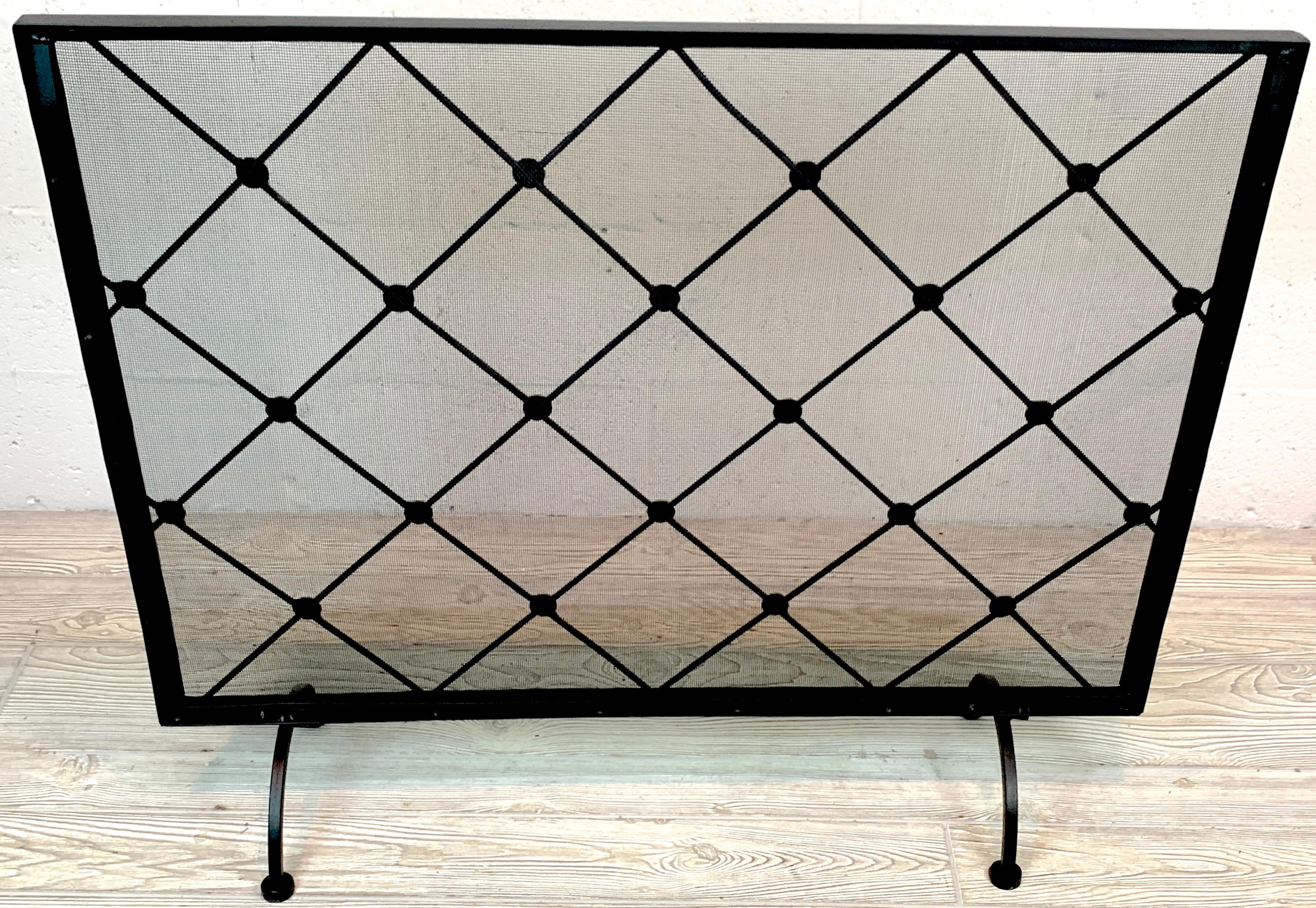 Wrought Iron French Modern Royère Style Firescreen