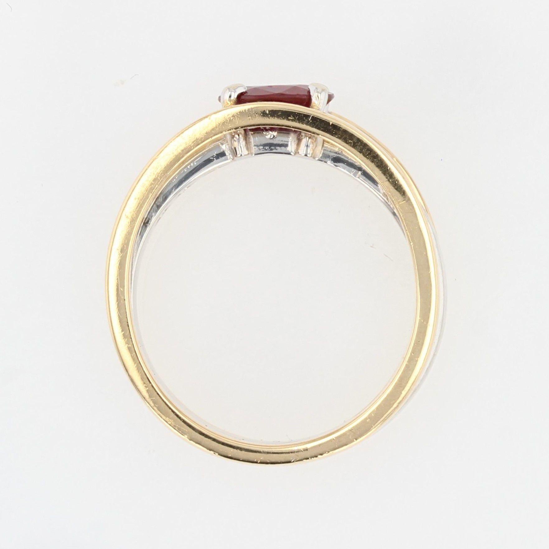 Moderner franzsischer Rubin-Diamant-Ring aus 18 Karat Gelb- und Weigold im Angebot 8
