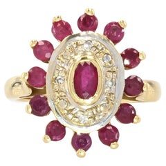 French Modern Ruby Diamonds 18 Karat Yellow Gold Ring