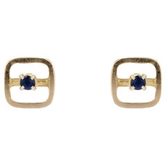 French Modern Sapphire 18 Karat Yellow Gold Stud Earrings