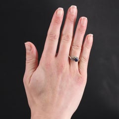 French Modern Sapphire Diamonds 18 Karat White Gold You and Me Ring