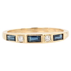 French Modern Sapphire Diamonds 18 Karat Yellow Gold Wedding Ring