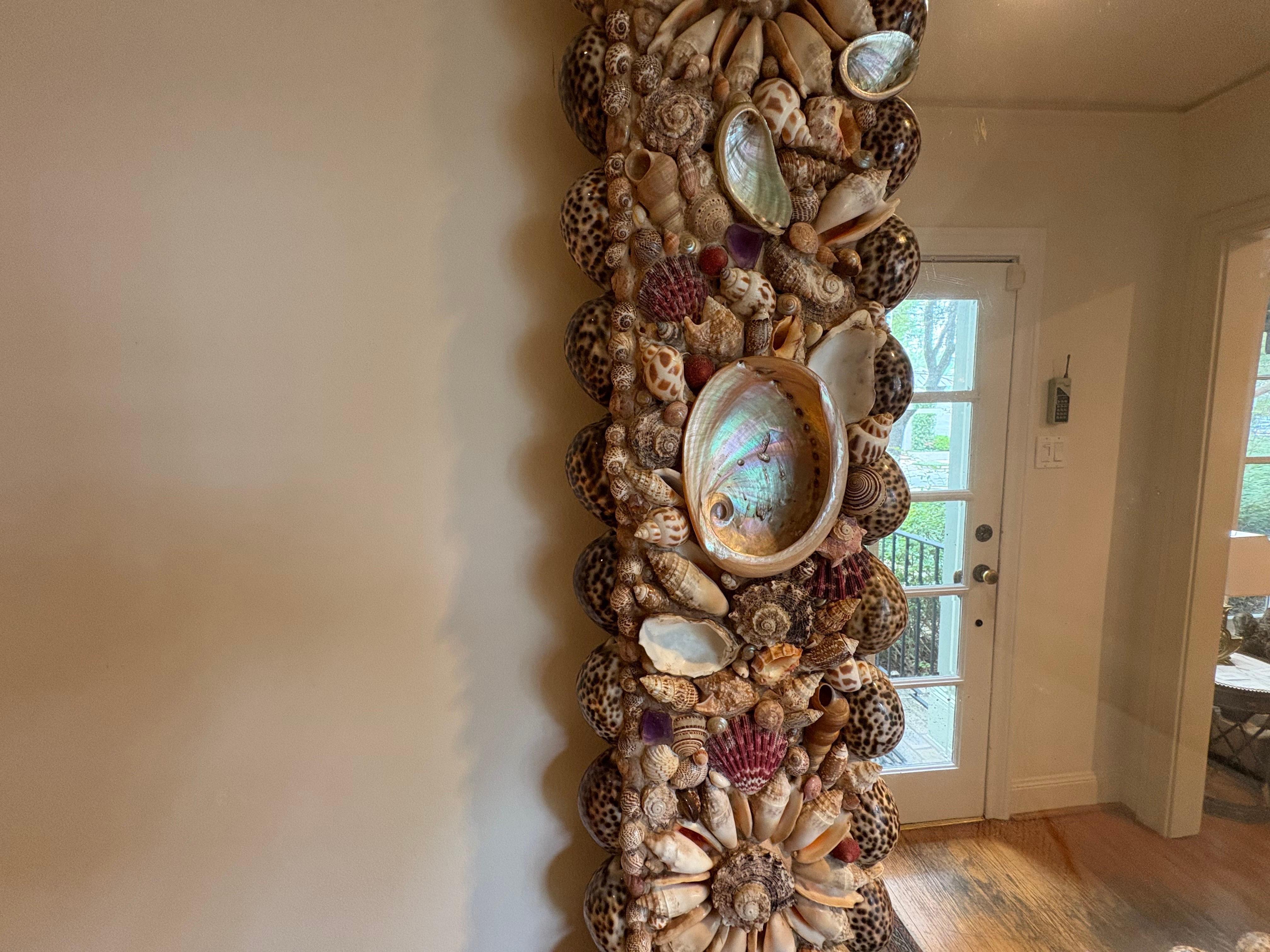 Miroir moderne français en coquillage, améthyste et cristal de roche en vente 2