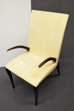 French Modern Shagreen Armchair by R and Y Augousti, Paris, 1980s
