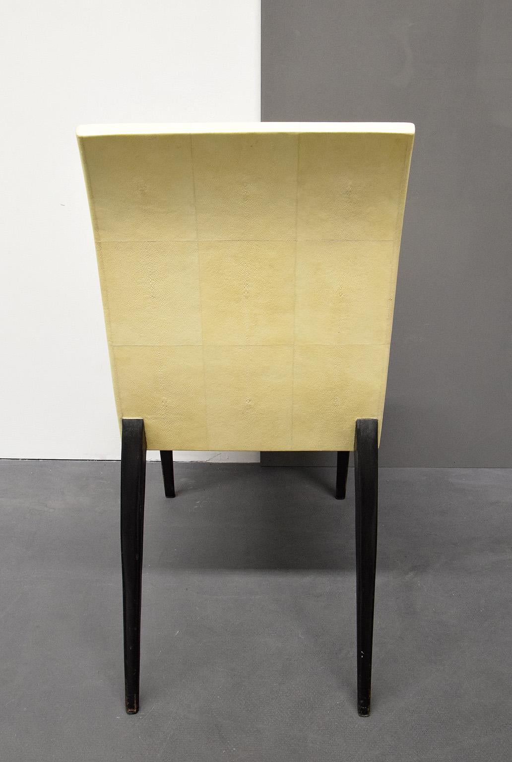 Mid-Century Modern French Modern Shagreen Armchair by R and Y Augousti, Paris, 1980s For Sale