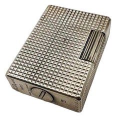 French Modern Silver & Gold Plate Gas Pocket Guilloché Lighter by S.T. Dupont
