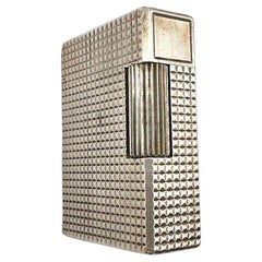 French Modern Silver & Gold Plate Gas Pocket Guilloché Lighter by S.T. Dupont