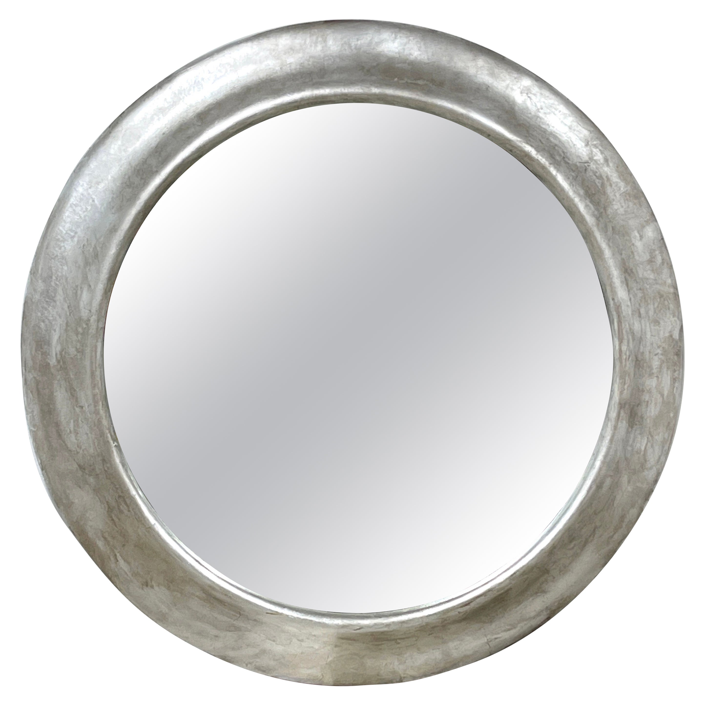A. Silver moderno e francese  Specchio rotondo, diametro 58 in vendita