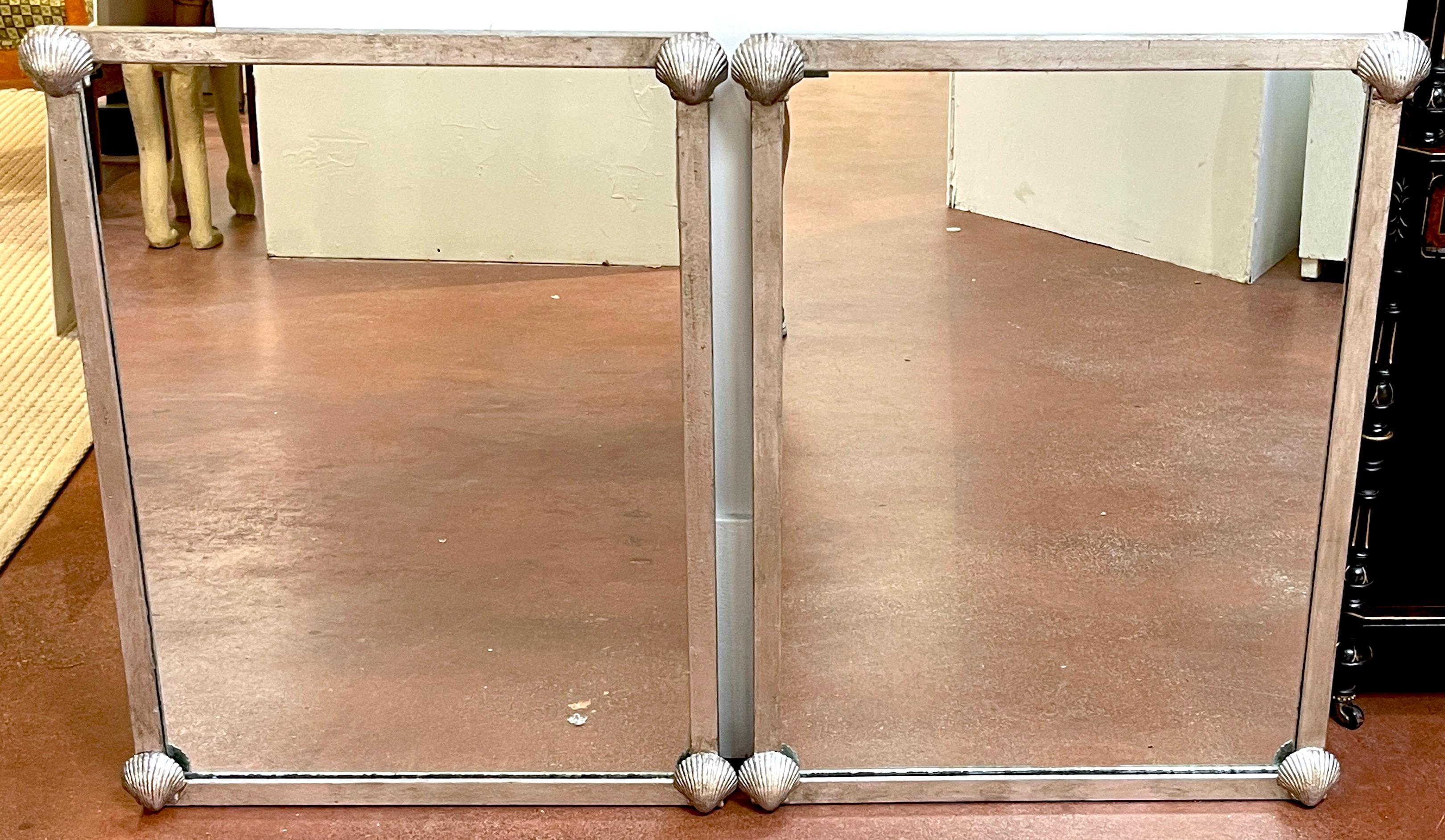 Miroir moderne français en métal argenté à motif de coquillage, deuxième miroir disponible  en vente 1