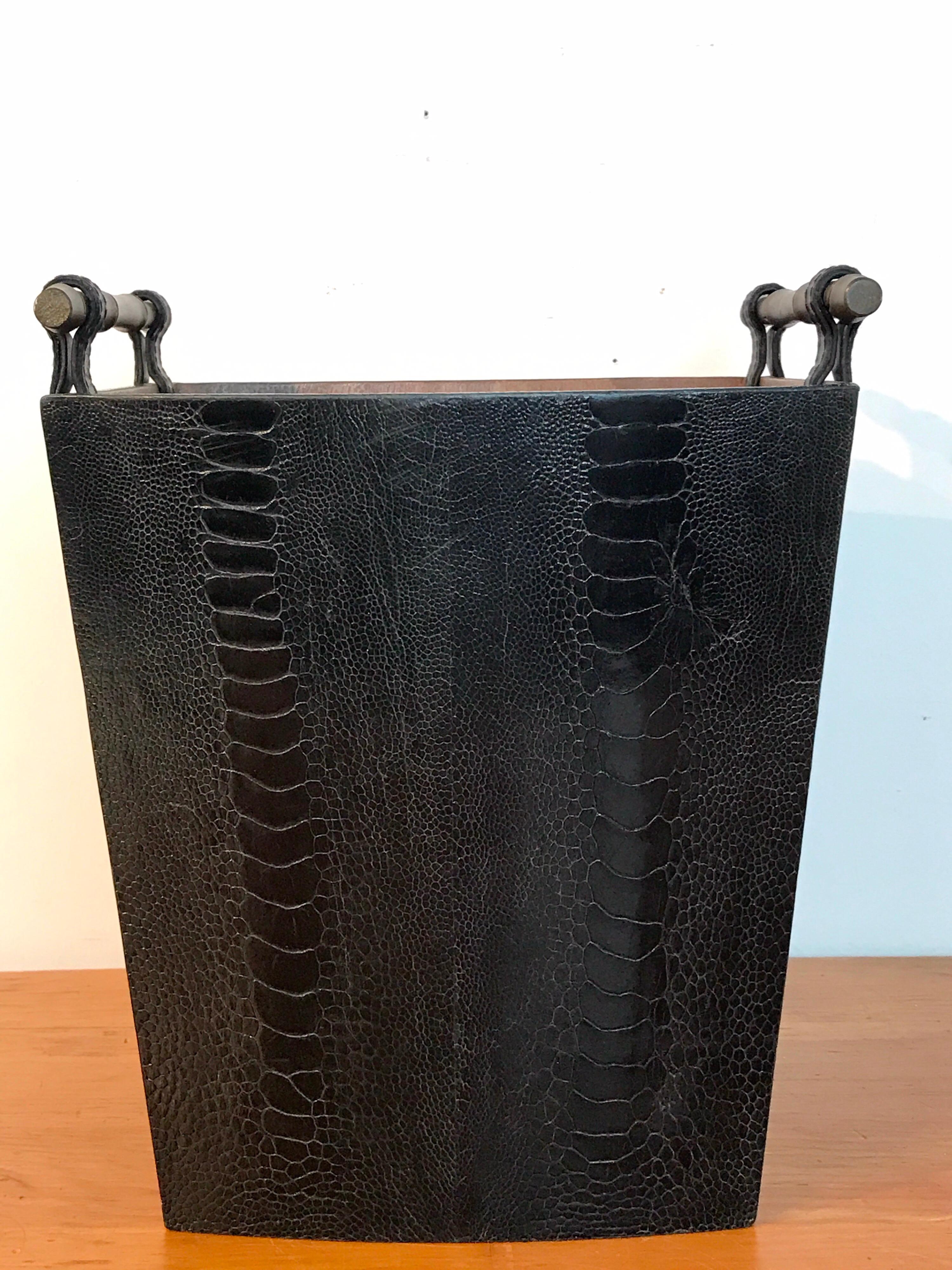 20th Century French Modern Snakeskin Wastepaper Basket, by R&Y Augousti