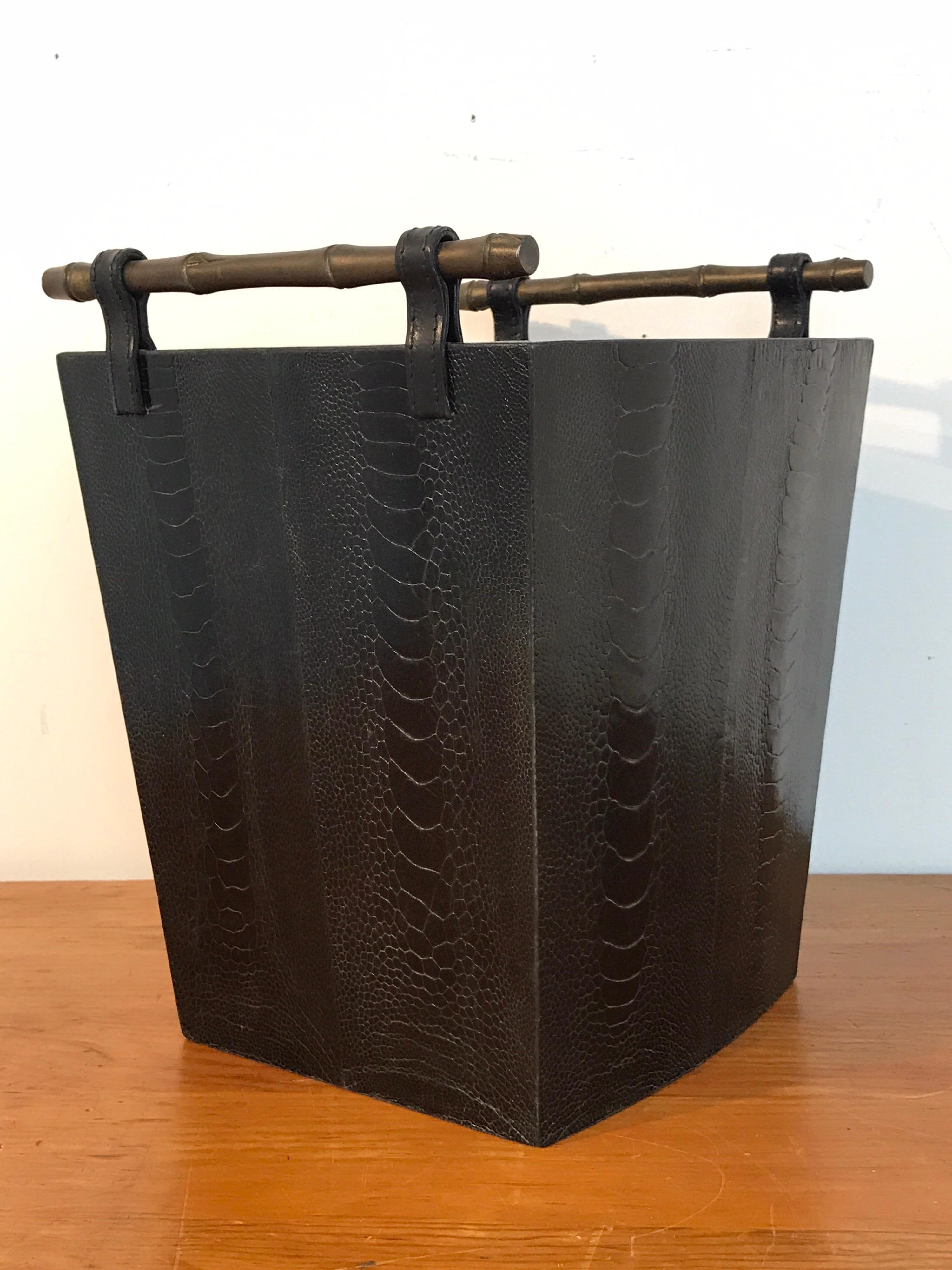 French Modern Snakeskin Wastepaper Basket, by R&Y Augousti 1