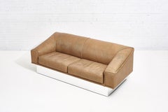 French Modern Sofa with Chrome Plinth Base