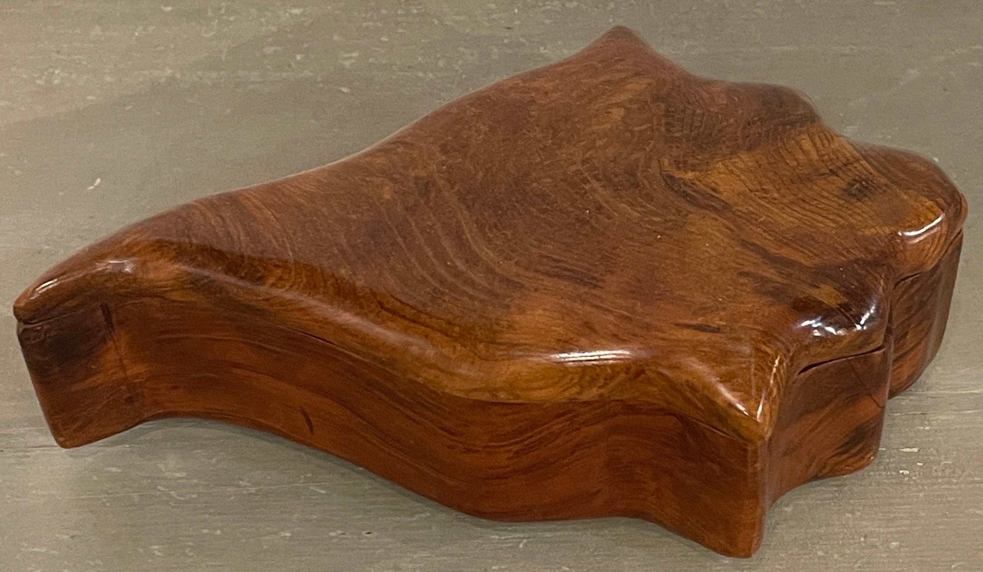 Hand-Carved French Modern Specimen Hardwood Carved Conch Shell Motif Box For Sale