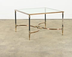 French Modern Square Brass & Glass Coffee Table