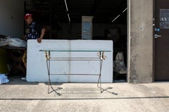 French Maison Jansen Style Steel And Brass Sword Console Table