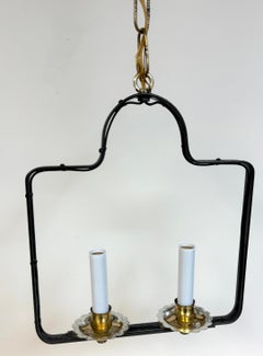 Lanterne moderne française en fer forgé cousu à 2 feux, style Adnet