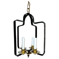 French Modern Stitched Wrought Iron 4 light Bird Cage Lantern, Style of Adnet