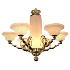 French Modern Style Art Deco Chandelier by Charles Schneider