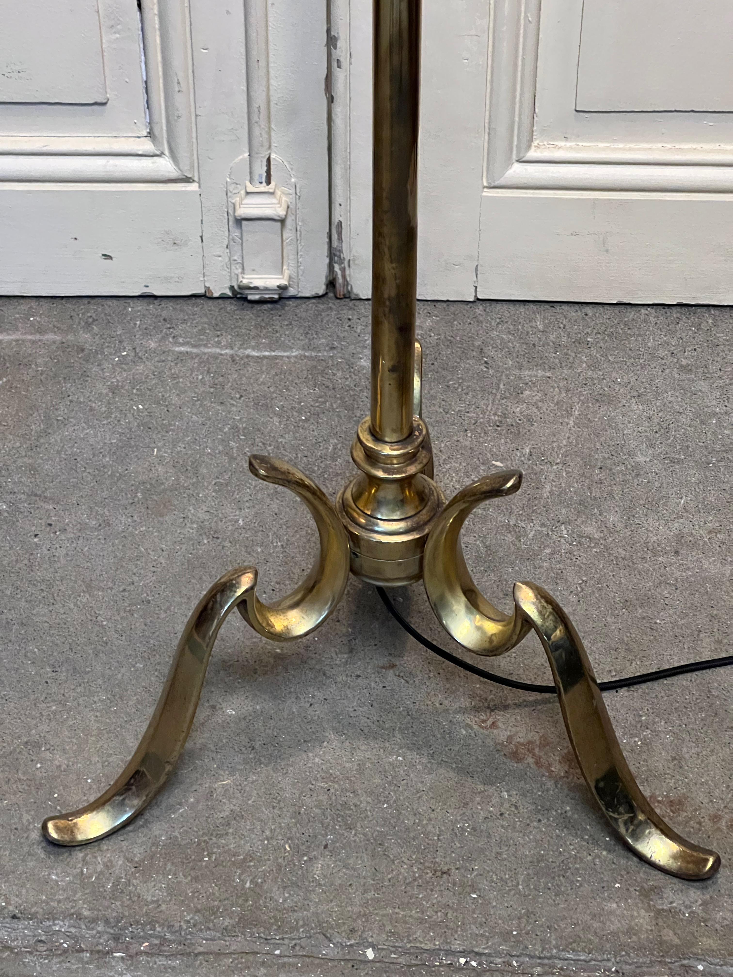 Mid-20th Century French Modern Style Brass Floor Lamp For Sale