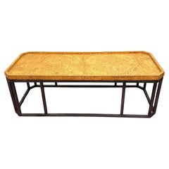 French Modern Style Cork-Top Cocktail Table with Wrought Iron Base, France