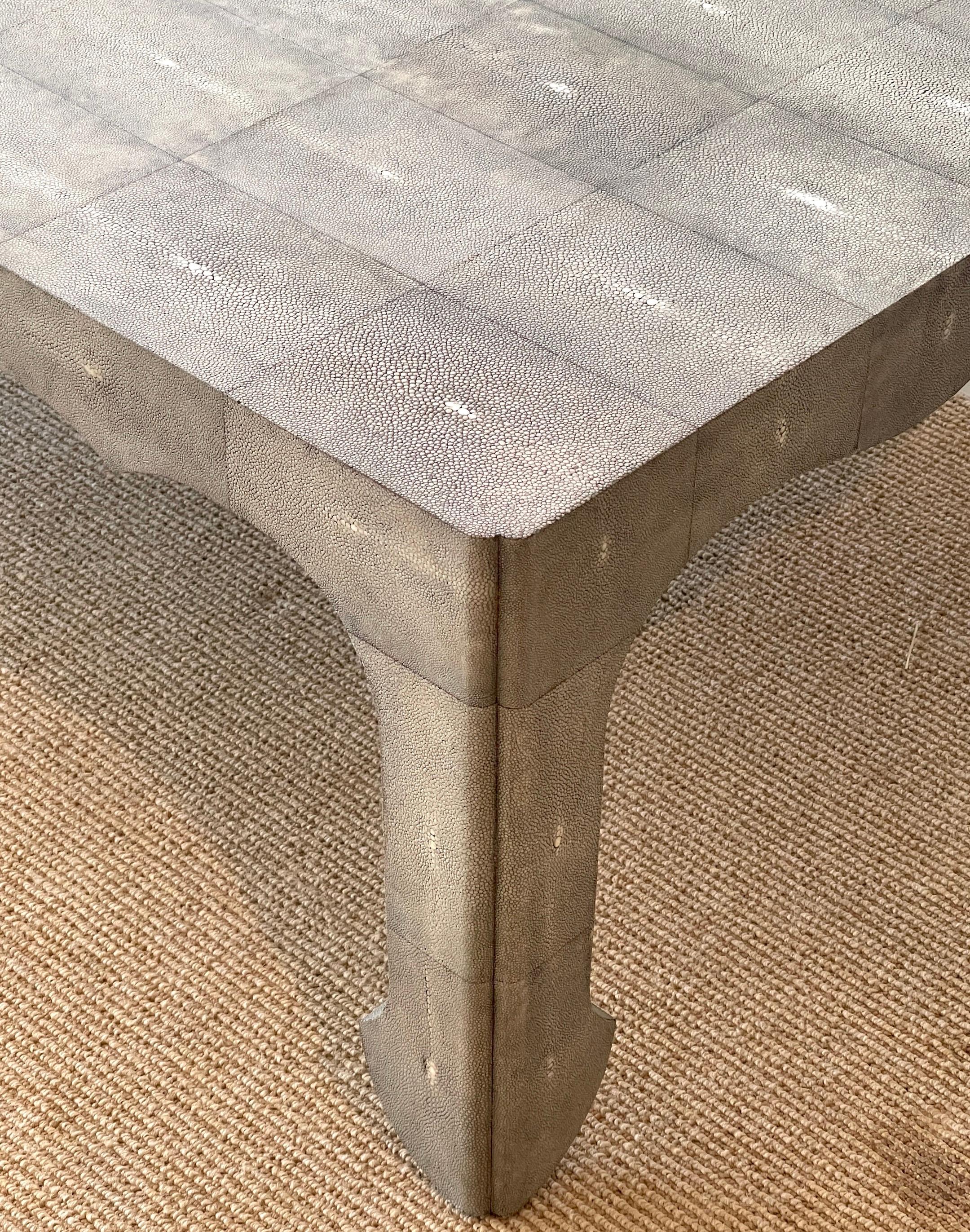 French Modern Style Grey Shagreen Coffee Table For Sale 6